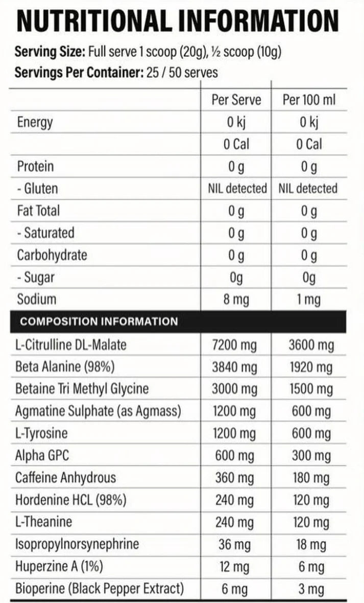 Lifted Nutrition Elevate 2.0 Pre Workout