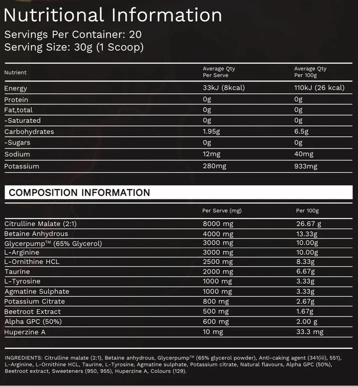 Lifted Nutrition Dilate Pump Formula