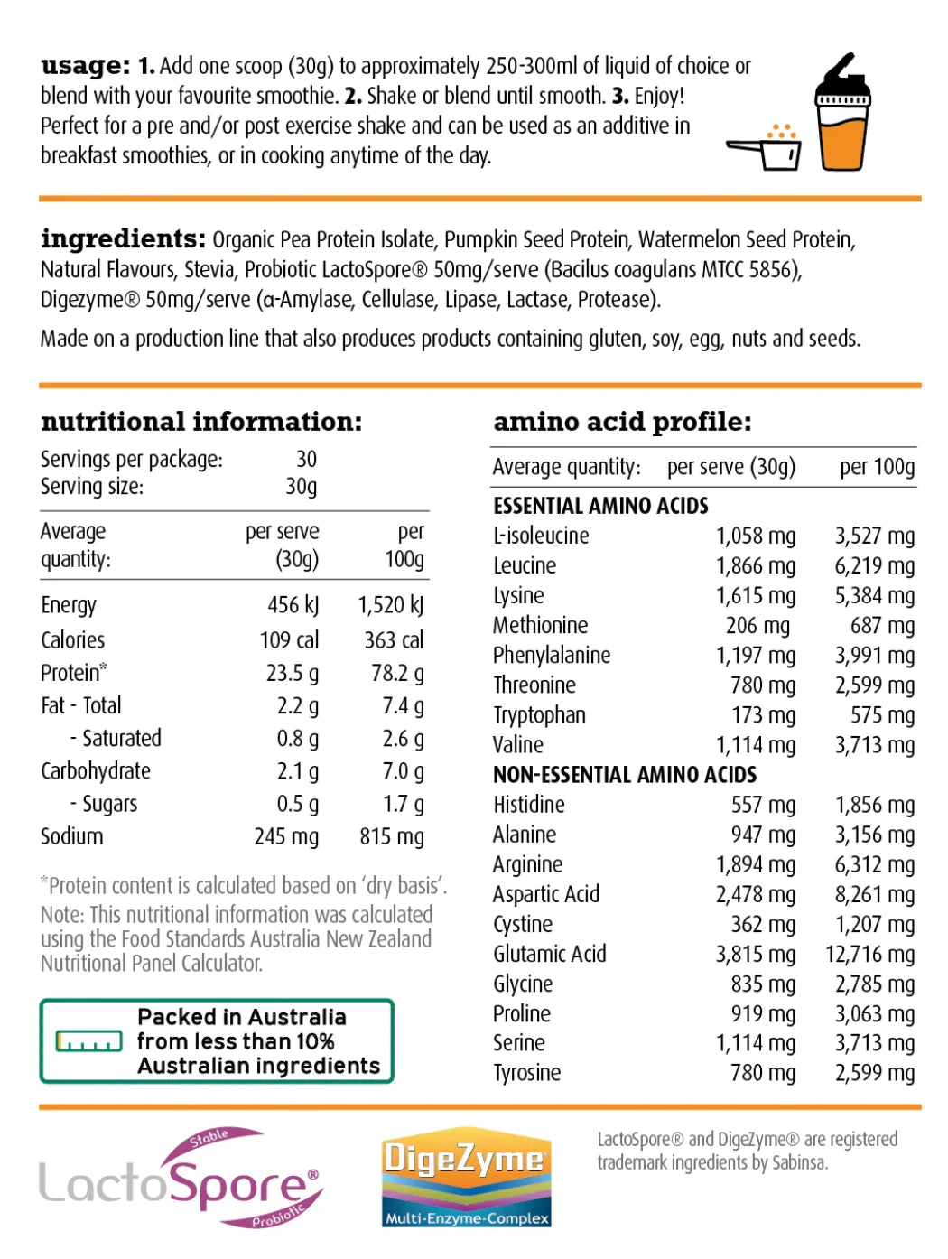 White Wolf Natural and Lean Vegan Protein Blend 900g