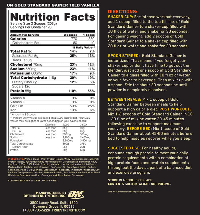 Optimum Nutrition Gold Standard Gainer 10LB